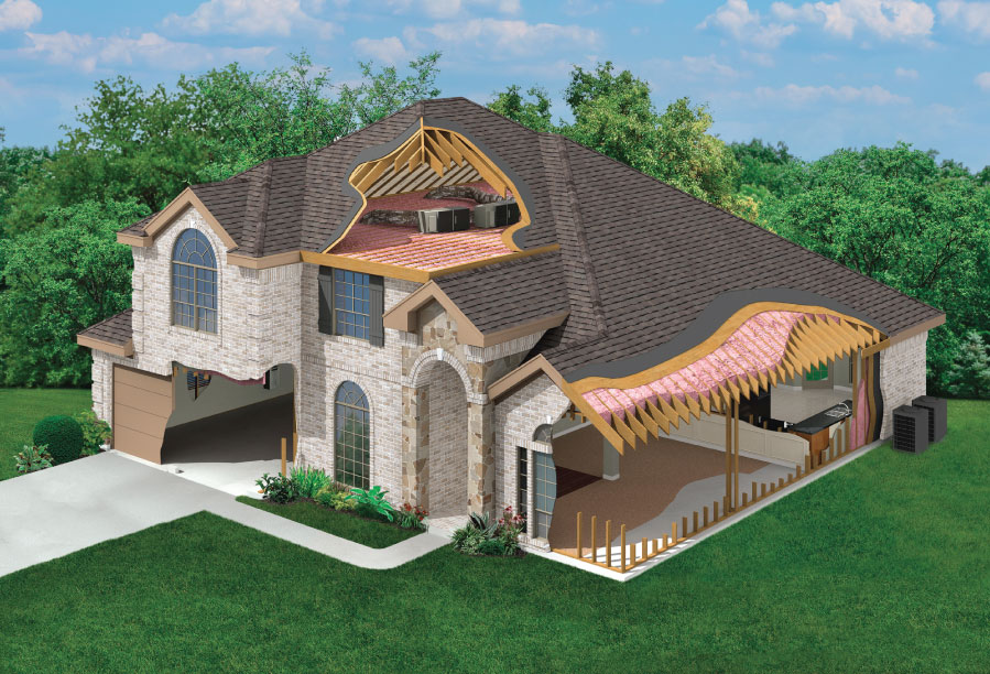 Cutaway of home showing energy-smart features
